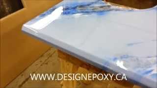 Comptoir epoxy bleu blue epoxy countertop [upl. by Ecertak]