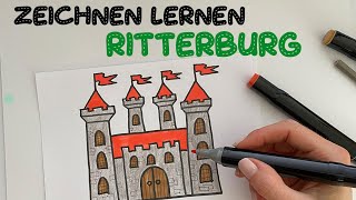 Einfach eine Ritterburg zeichnen I Schritt für Schritt für Kinder 5 Jahre Alt [upl. by Teerprah]