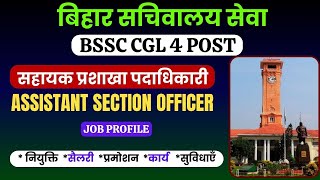 Assistant Section Officer Job Profile  BSSC CGL 4 Post  सहायक प्रशाखा पदाधिकारी बिहार सचिवालय [upl. by Sell]