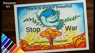 Hiroshima Nagasaki day poster drawing easy and step by stepHiroshima day drawing [upl. by Nodroj]