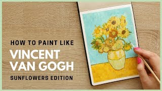 How to Paint Sunflowers by Vincent van Gogh with Acrylic Paint  Art Journal Thursday Ep 36 [upl. by Fawne]