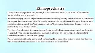 Ethnopsychiatry Postcolonial Studies [upl. by Suivatnom]