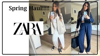 Huge Zara Spring Haul  Try On  Workwear [upl. by Natsud]