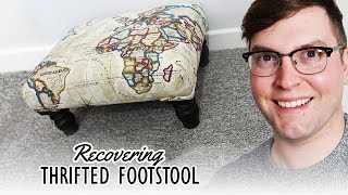 How to reupholster a footstool with fabric  Reupholstering tips amp Basics [upl. by Asel]