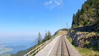 ★ 4K 🇨🇭 Vitznau  Rigi Kulm rack railway cab ride 052023 Zahnradbahn Führerstandsmitfahrt [upl. by Ahsienaj]