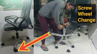 How to replace office wheel chairs spare parts easily Change broken or trapped Screw Wheels Easily [upl. by Eah957]