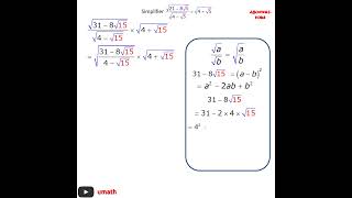 SIMPLIFICATION D UNE OPERATION RACINE CARRE [upl. by Luane595]