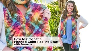 How to Crochet Planned Color Pooling Scarf with Color Waves by Sewrella [upl. by Ahsats]