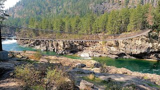 Swinging Bridge Aerial Tour  Kootenai Falls Libby MT [upl. by Linder911]