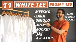 BEST White tshirts at every budget amp fit 11 White tshirts zara hampm uniqlo jampj CK Meesho [upl. by Neram]