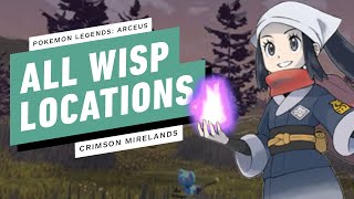 Pokemon Legends Arceus  All Wisp Locations Crimson Mirelands [upl. by Malorie]