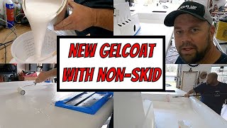 HOW TO APPLY NEW GELCOAT WITH NONSKID TRICKS AND TIPS  Shoalwater Gets A New NonSkid Deck amp Floor [upl. by Samale]