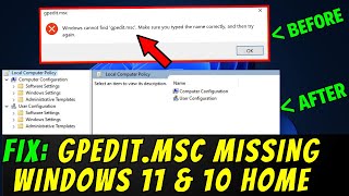 Gpedit Cannot Be Found Windows 1011  Enable Windows HOME EDITION Group Policy SOLVED [upl. by Neirda]