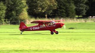 Excellent short landing with side slip Piper PA18 Super Cub aircraft [upl. by Dorn]