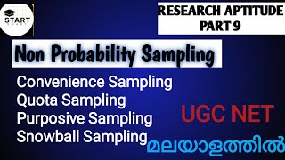 Non Probability Sampling In Malayalam  Part 9  Research Aptitude  UGC NET [upl. by Arquit]