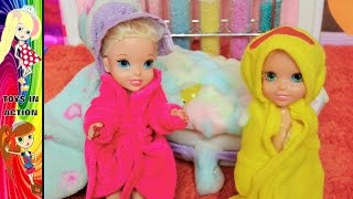 Annia and Elsia Toddlers Pamper Day Compilation  Rapunzel Barbie Pool Salon Toys and Dolls Stories [upl. by Magdalene]