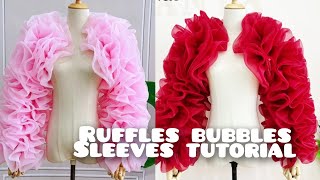 How to make an Exaggerated RUFFLE JACKET  Removable BRIDAL SLEEVES [upl. by Nodearb]