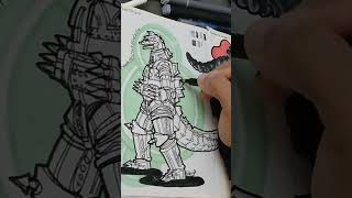 Mechagodzilla メカゴジラ 1974 50th anniversary Illustration Godzilla Monster Art Series Speedpaint [upl. by Nilyram]