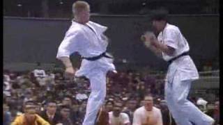 quotKyokushin Karatequot KO back spin amp other kick [upl. by Aneba]