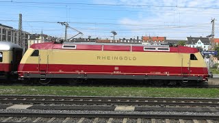 München Ost AKE RHEINGOLD mit 101 001 Ludmilla Güterzüge Railjet mit WerbeTaurus Railjet2 [upl. by Marga]