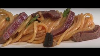 Pasta recipe Spaghettini De Cecco with Shitaki Mushroom and beef [upl. by Elrak]