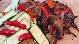 Grilled Quail with Zucchini and Mini Sweet Peppers [upl. by Ellirehs]