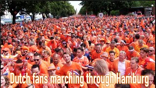 Dutch fans marching through Hamburg [upl. by Lener]