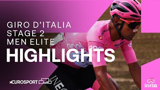 FROM CRASH TO VICTORY 🫨  Giro DItalia Stage 2 Race Highlights  Eurosport Cycling [upl. by Jeannie564]