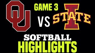 OU Sooners vs Iowa State Game 3 College Softball 2024 [upl. by Ayrb]