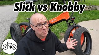 Slick vs Knobby tires  What are the right tires for your ebike [upl. by Aneerhs839]