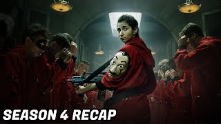 Money Heist Season 4 Recap  Hindi [upl. by Tneciv]