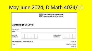 May June 2024 D Math 4024 11 Solution by Ferhan Mazher [upl. by Alenas615]