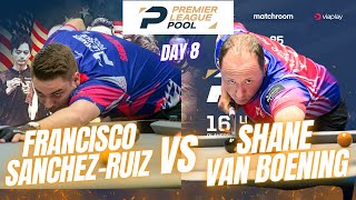 FRANCISCO SANCHEZRUIZ VS SHANE VAN BOENING  DAY 8  PREMIER LEAGUE POOL 2024 billiards nineball [upl. by Nauqad]