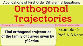 Orthogonal Trajectories  Applications of Differential Equations  Orthogonal Trajectories y2  4ax [upl. by Poland]