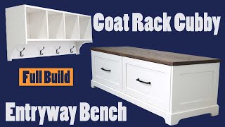 Entryway Bench and Coat Rack Cubby Build [upl. by Jeuz]