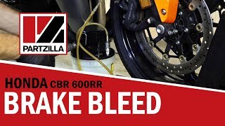 How to Bleed Motorcycle Brakes on a Honda CBR 600 RR  Partzillacom [upl. by Jo438]