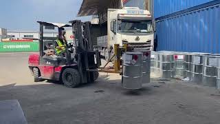 Loading DG9 UN3077 chemicals to a 20ft container before CNY We’re a reliable logistics [upl. by Hukill]