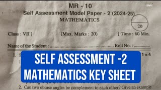 Self Assessment Model paper 2  Mathematics  7 th class  Key Sheet [upl. by Nyletac]