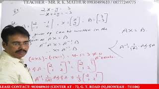 ADJOINT AND INVERSE OF MATRIX  SOLVE SYSTEM OF LINEAR EQUATION USING METHOD OF INVERSION [upl. by Desdamona]