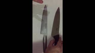 HOW YOU COMPARE TWO TYPES OF KNIFE VICTORINOX CHEF KNIFE vs Global G2 CHEF KNIFE [upl. by Ennaeiluj294]