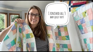 Finishing up the 16 patch baby quilt tops VLOG [upl. by Amice]