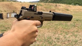 FN FNP 45 Tactical Silencerco Osprey Suppressor Trijicon RMR Wet vs Dry Suppressor Test [upl. by Masuh]