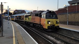 Colas Rail Freight Class 70 70806 Passing Through Gravesend Station Light Locomotive 5102024 [upl. by Conlon]