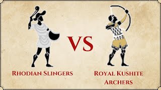 ROME II Total War  Rhodian Slingers VS Royal Kushite Archers [upl. by Stahl]