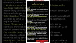 Salesforce Health Cloud interview questions and answers interview salesforcefighters [upl. by Ahtamat]