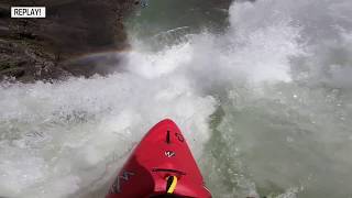 Kayakers plunge 30 metres down Albertas roaring Ram Falls [upl. by Nwahsuq188]