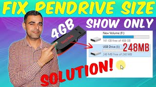 How to Fix Pendrive SizeRestore USB drives back to full capacity explained in Hindi [upl. by Lazor644]