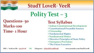 Polity Test– 3 Test Syllabus [upl. by Outhe]