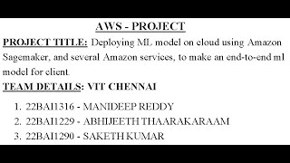 AWS project  build endtoend ML model on cloud using Sagemaker  Amazon services [upl. by Beverie37]