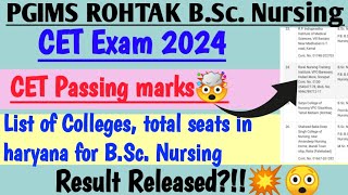 CET Exam Passing marks🤯cut offlist of collegePgims Rohatk bsc Nursingbscnursing pgimsrohatk [upl. by Carolus]